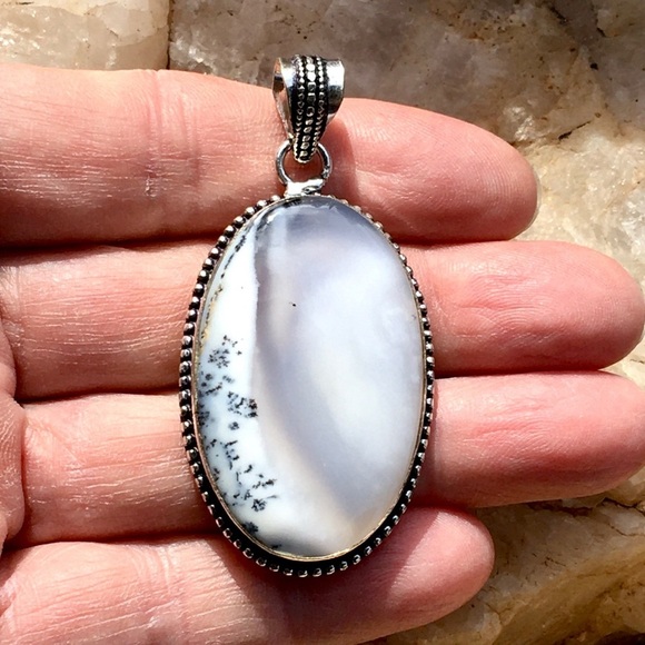 Merlinite Dendritic Opal pendant - Picture 1 of 5